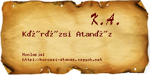 Körözsi Atanáz névjegykártya